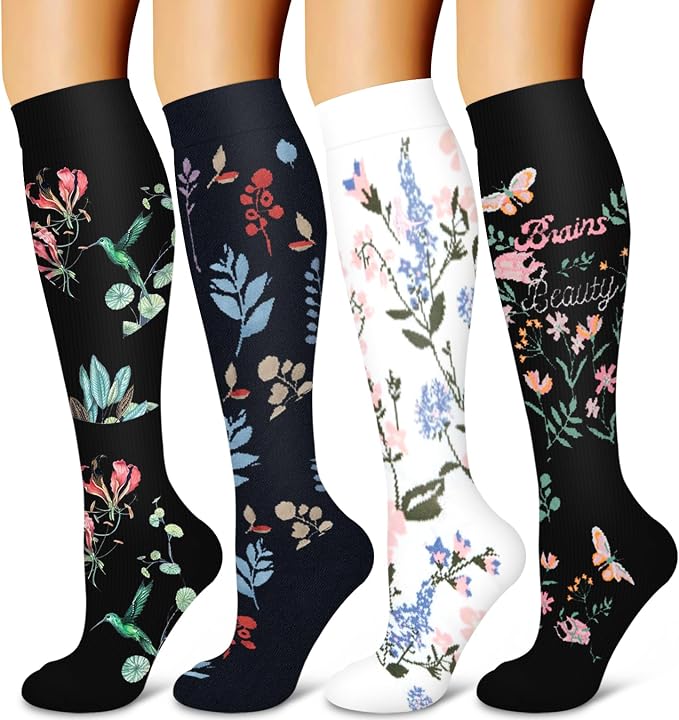 4 Pairs-Compression Socks for Women&Men Circulation-Best Support for Nurses,Running,Athletic by LaiteHebe