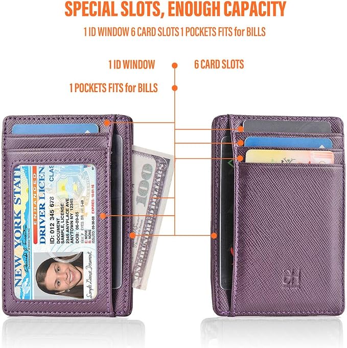 GH GOLD HORSE Slim RFID Blocking Card Holder Minimalist Leather Front Pocket Wallet for Women | Slim - Image 4