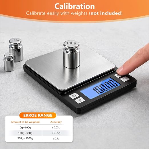 BOMATA 0.01g High Precision Jewelry Scale, 1000g Digital Gram Scale, Black | Small & Portable Design with Hold, Tare & Counting Function, Precise for Gold, Bullion, Coins, Gemstones & Crafts - Image 6