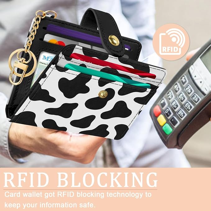 Jogjam Cow Print Rfid Women Wallet, Small Slim Thin Credit Card Holder | PU Leather Bifold Cash Zipper Coin Pocket ID Window, for Female Ladies Teen Girls Girly Gifts - Image 3