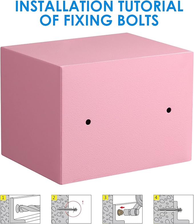 TENAMIC Safe Box 0.23 Cubic Feet Electronic Digital Security Box, Keypad Lock Box Cabinet Safes, Solid Alloy Steel Office Hotel Home Safe, Pink - Image 6