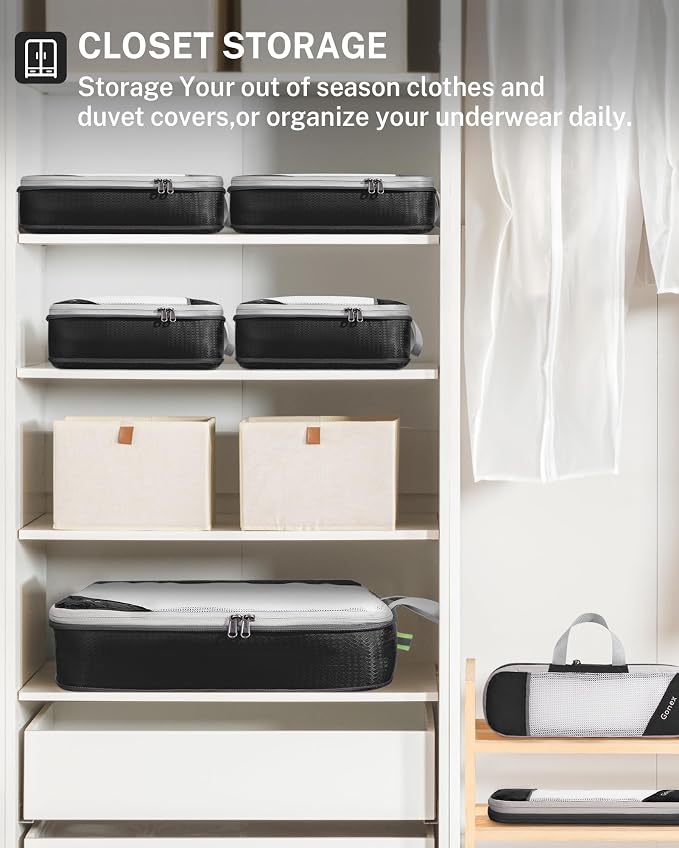 Gonex Compression Packing Cubes for Travel, Mesh Bags Luggage Organizers | Set of 4/5/6/7/10 for Essentials, Extensible, Fits 20"Carry-on Suitcases, See-through Mesh, Double Zipper Compression - Image 8