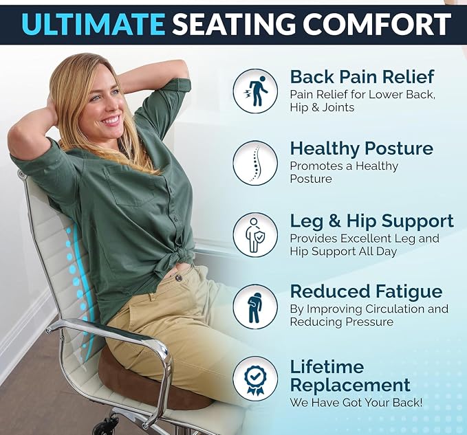 ComfiLife Doctor Recommended Seat Cushion - Premium Gel & Memory Foam Office Chair, Car Seat, Lifting Cushion - Chair Cushions for Back & Sciatica Relief - Seat Cushions for Office & Desk (Brown) - Image 5
