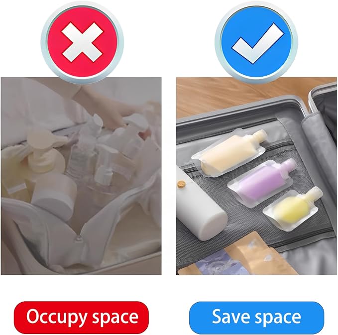 9Pcs 30/50/100ml Travel Size Toiletries with Small Funnel & Label | 9 Pcs 3 Sizes 30ml/50ml/100ml Travel Size Toiletries, Makeup Bag Travel Toiletry Bag for Women, Pouches for Toiletries - Image 4