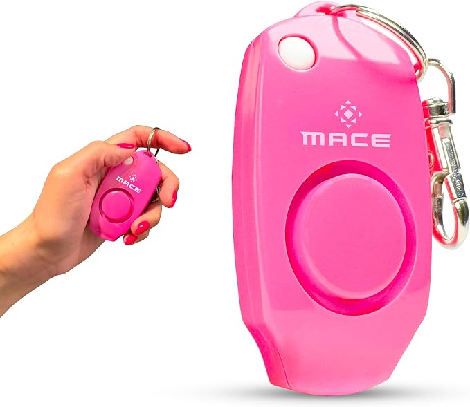 Mace Personal Safety Alarm - Loud 130db Siren, Built in Emergency Whistle, Easy On/Off Push Button Activation, Batteries Included, Personal Alarm for Women & Men - Neon Pink by MaceSecurityInternational
