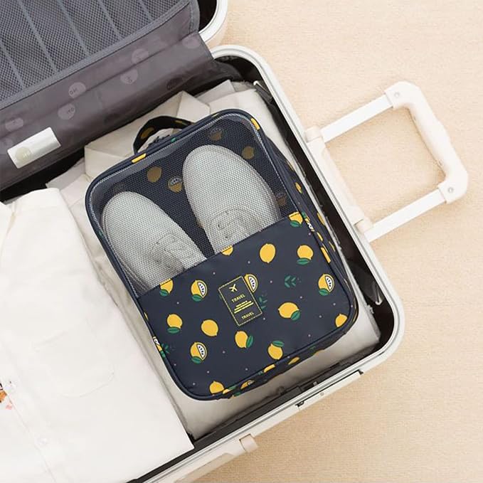 Shoe Bag for Travel, Travel Shoe Bag for Packing, Hold 3 Pairs of Shoes, Travel Essentials for Flying Shoe Organizer Shoe Storage Bag for Travel Light Black-lemon - Image 4