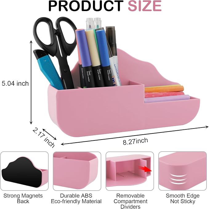 KITANIS Magnetic Pen Holder,3 Compartments Magnetic Dry Erase Marker Holder,Extra Strong Magnet Storage Marker Pen Pencil Organizer for Refrigerator,Whiteboard,Locker Accessories(Cloud Style) - Image 2