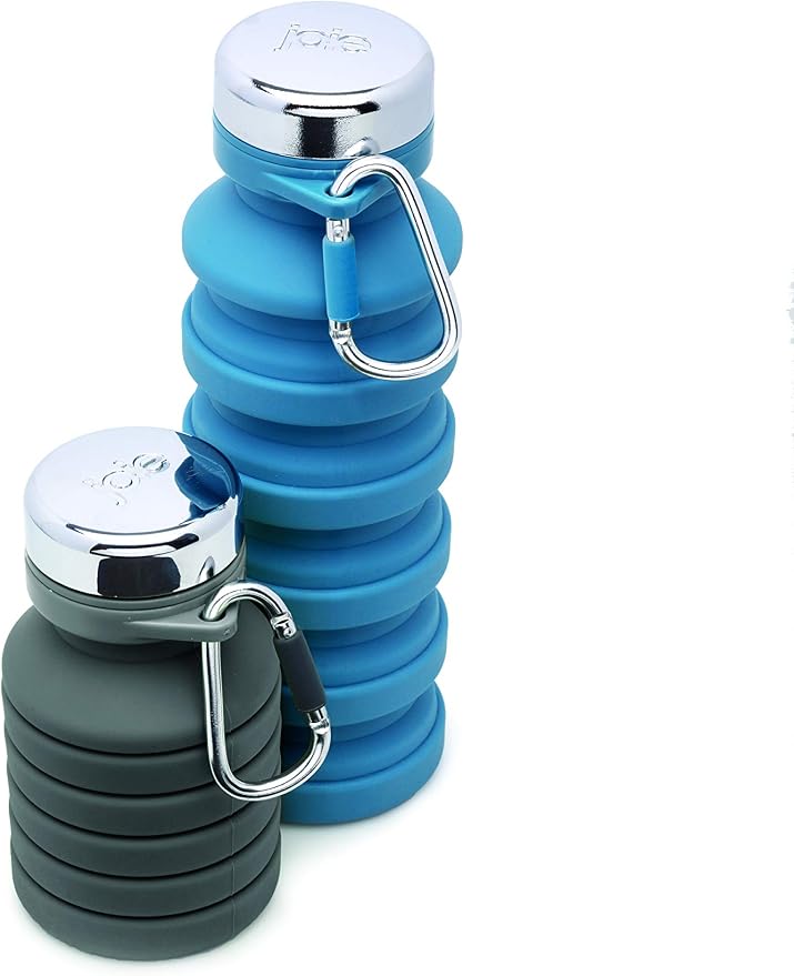 Joie Collapsible Water Bottle On The Go with Carabiner, Expands from 7.5 Ounces up to 16 Ounces, Silicone, Leak-Proof, BPA-Free, Space-Saving for Travel and Hiking, Colors May Vary by TheJoie