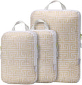 Space Saving Compression Packing Cubes for Kids & Women, Organizer Bags for Kids & Adults, Diaper Bag Organizer Pouch Set, Packing Cubes for Travel 3pc Set - Beige by Unknown