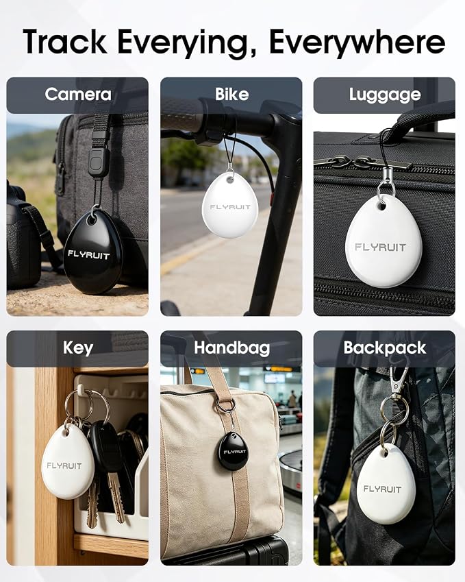 Air Tracker Tags-4 Pack, iOS Only, Apple Find My Certified, Luggage Tracker | Smart Bluetooth Tracking, Key Finder Items Locator for iPhone, Travel Cruise Essentials, Wallet, Backpack, Car, Bike - Image 7