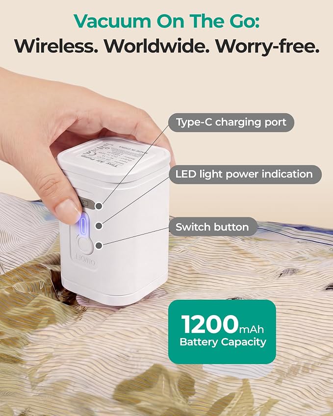 BAGSMART Travel Vacuum Bags with Rechargeable Electric Pump, 15PC Kit | Heavy-duty PA+PE material, Bonus Shoe, Laundry & Toiletry Bags, Save 80% Space Ideal for suitcase packing, travel & home. - Image 2