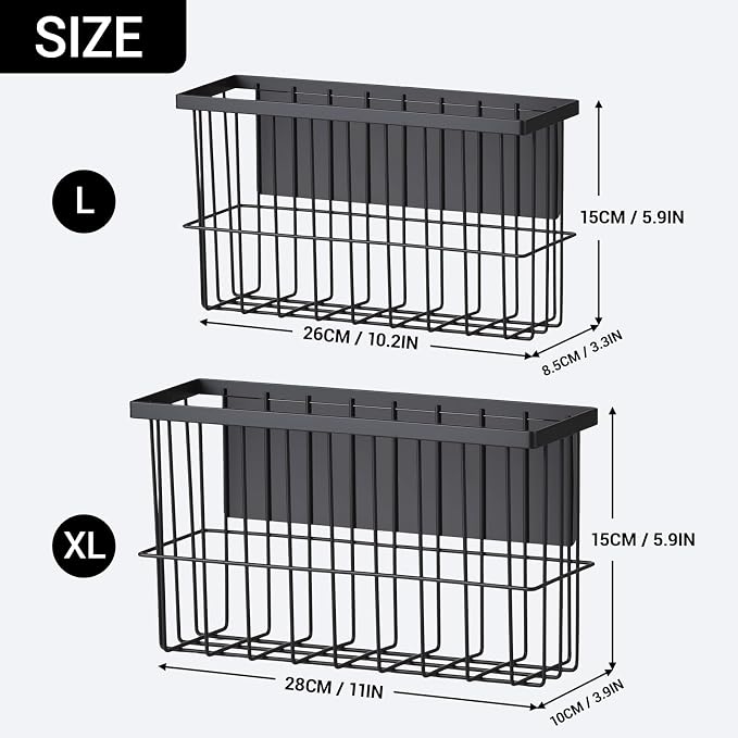 FAMNONE 2-Pack Magnetic Basket for Dryer Balls, Laundry Room Organizer | Metal Dryer Ball Holder, Magnetic Lint Bin, Fridge Basket, Washer Dryer Organizer for Kitchen, Laundry - Image 2