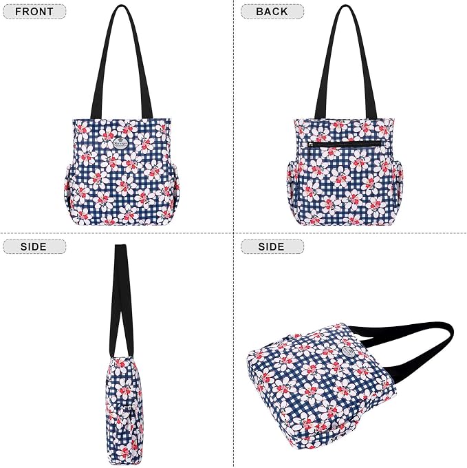 HUA ANGEL Floral Tote Bag - Casual Shoulder Bag Daily Tote Bag with Zipper Gym Travel Shopping Work Handbag for Women - Image 6