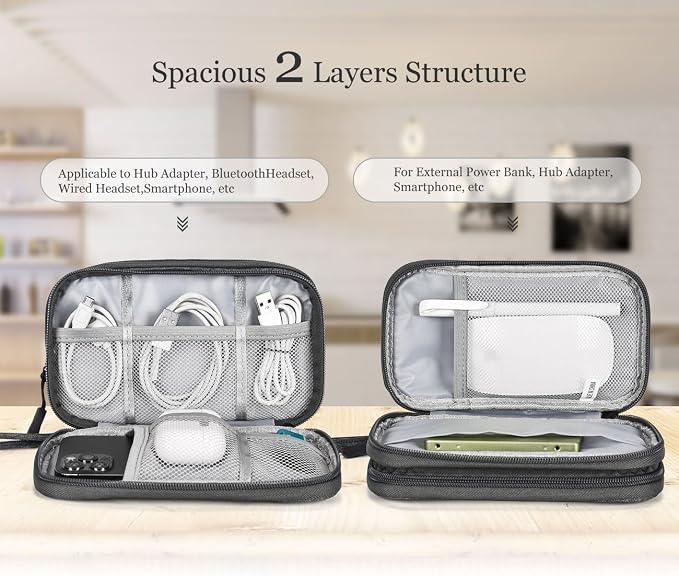 Electronic Organizer Travel Cable Accessories Bag, Electronic Organizer Case, Waterproof Electronic Accessories Organizer Bag for Power Bank, Charging Cords, USB Cable (Dark Gray) - Image 3