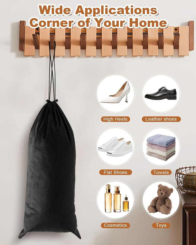 4 Pcs Single Shoe Bags for Travel, Velvet Bag, Black Beauty, 17.3x8.6 Inch | Washable & Reusable Travel Shoe Bags, Dustproof Shoe Bags with Drawstring Closure, Suitable for Travel, Home Storage - Image 7