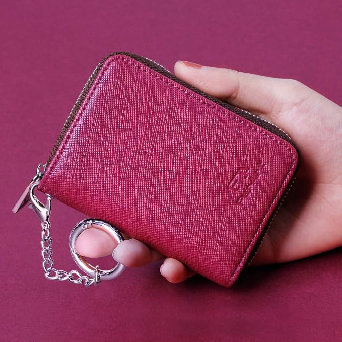 FurArt Zipper Wallet Women RFID Credit Card Holder keychain Wallet | ID Window RFID Blocking Compact Small business 15/16 slots - Image 4