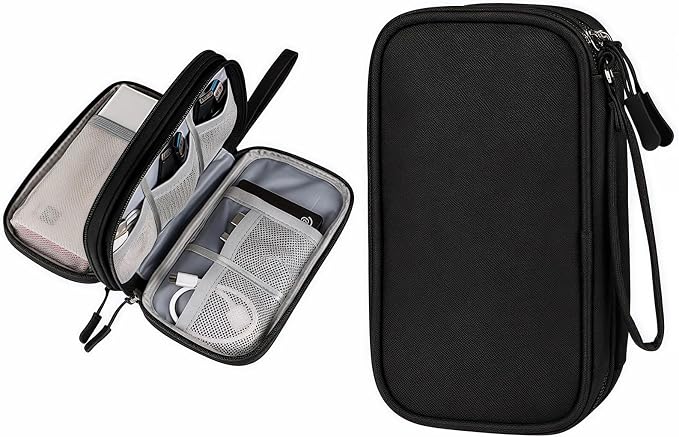 Portable Waterproof Double Layers All-in-One Storage Bag, Travel Cord Organizer，Electronics Accessories Organizer Pouch Bag for Accessories,Charger, USB Cable, Gadget (black) by Unknown