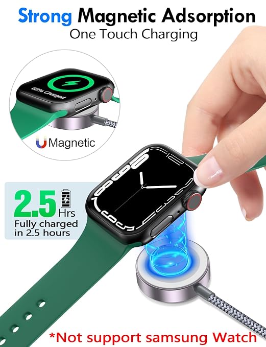 2Pack Travel Essentials for Apple Watch Charger,3-in-2 Multi Charging Cable | Cruise Vacation Camping Essentials for iPhone Charger,Type C/Lightning for iWatch,iPhone 17-12,Xbox Series X&S-5FT Gray - Image 6