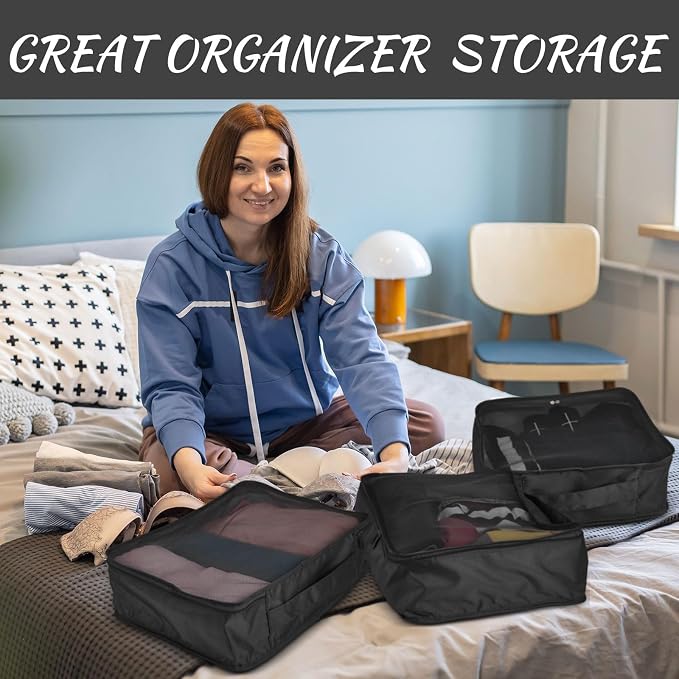 Silkfly 12 Pcs Packing Cubes for Suitcase Travel Luggage Bags Bulk Mesh Organizer Set for Hiking Camping Backpacking Clothes Accessories (Black,XL, L, M Size) - Image 5