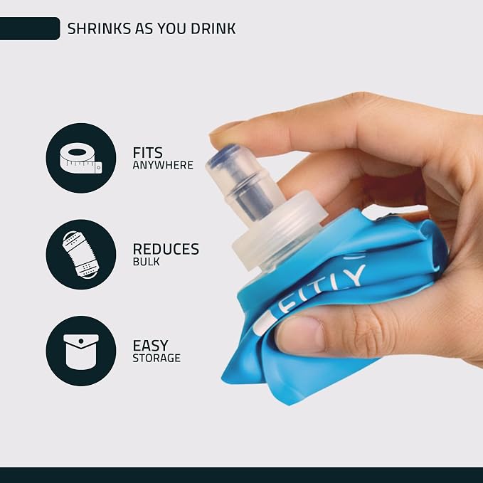 FITLY Soft Flask - Shrink As You Drink Soft Water Bottle for Hydration Pack - Folding Water Bottle Ideal for Running, Hiking, Cycling, Climbing & Rigorous Activity - Image 3