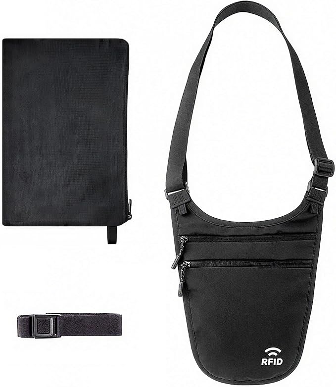Travel Money Belt Under Clothes,RFID Passport Wallet, Hidden Money Belt for Travel Women Men, Secure Wallet to Protect Cash, Credit Cards by Unknown
