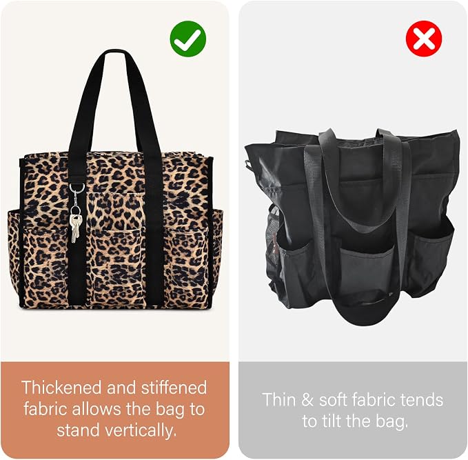 Becokan Large Tote Bag for Women Waterproof with 12 Pockets Top Zipper Closure Utility Teacher Nurse Bags for Work School - Image 7