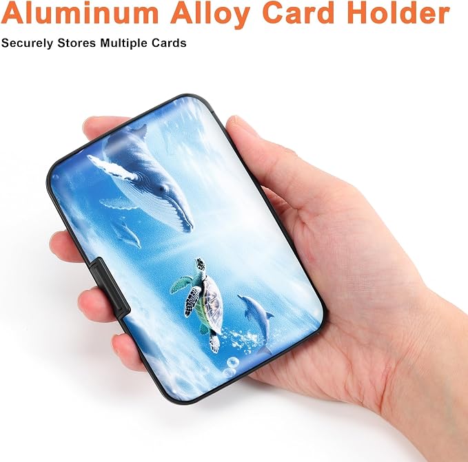 Mayski 2 Pack Credit Card Holder for Women RFID Blocking Wallet, Ocean | Card Wallets for Women Small Mini Business Metal Accordion Aluminum Alloy Hard Case for Men - Image 3