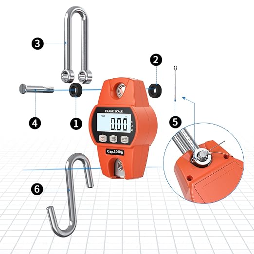 Hanging Scale 660lb/300kg - High-Accuracy Crane Scale with Aluminum Frame and LCD Display. Functions as Fishing Scale and Luggage Scale. for Farm, Hunting, Fitness, and Travel Weighing - Image 9