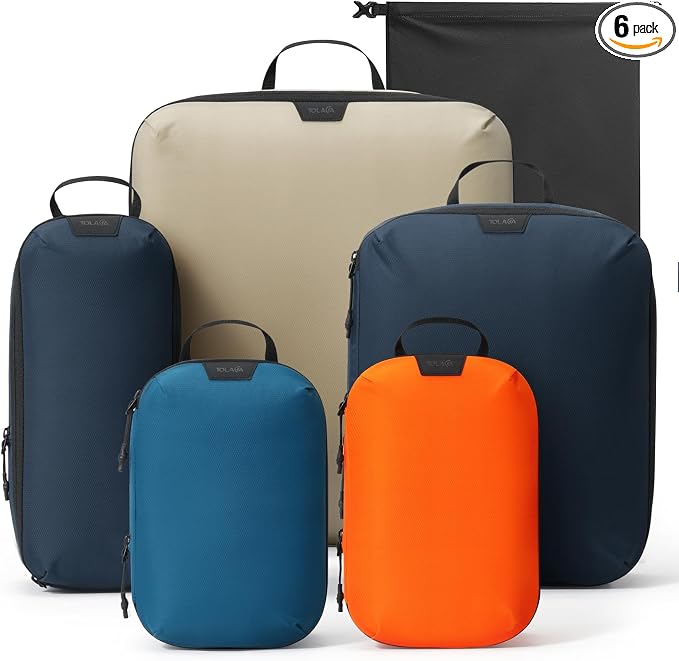 Tolaccea Travel Packing Cubes Set Compression Organizers for 20" Luggage | Lightweight Ripstop Nylon | Compression Zippers Save Space | Organized Packing for Weekend Business Trips | Extra Laundry Bag by Tolaccea