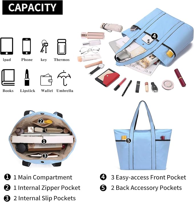 Corduroy Tote Bag for Women Crossbody Bags Lightweight Handbags Shoulder Bag with Zipper Pockets for Work Shopping - Image 4