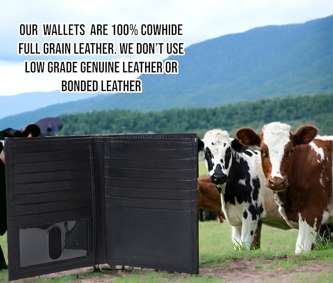 F&L CLASSIC RFID Blocking Mens Leather Bi-Fold Big Hipster Wallet, 13 credit card slots,Black… - Image 5
