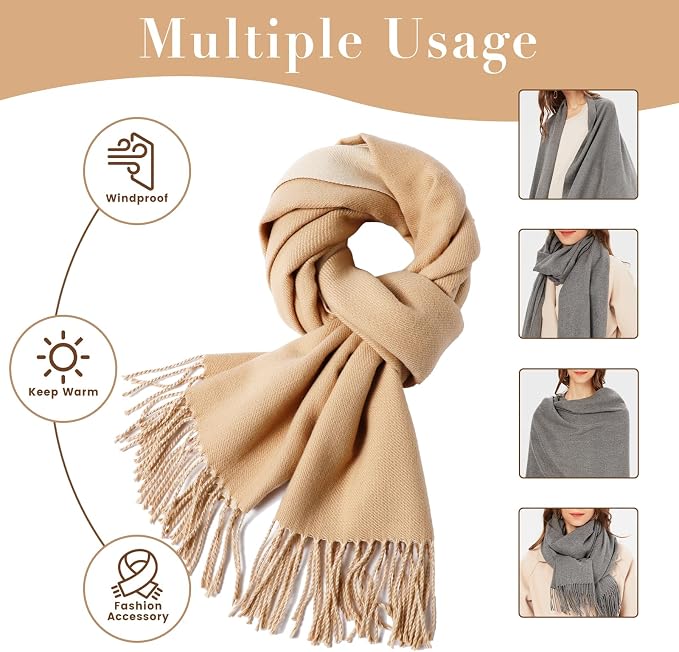 maamgic Women's Scarf Pashmina Shawls Blanket Scarf for Evening Dress | Soft Viscose Blend ,Lightweight,Large Scarf with Cozy Cashmere-Feel, Perfect For Weddings,Cruise Travel & Flights - Image 4