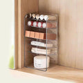 PAVSTINE Medicine Cabinet Organizer with Adjustable Dividers, Clear Vertical Layered Backward Slanting Shelves for Pressed Powder/Lip Gloss/Mascara Storage (5-Tier Gentle Slant) by PAVSTINE