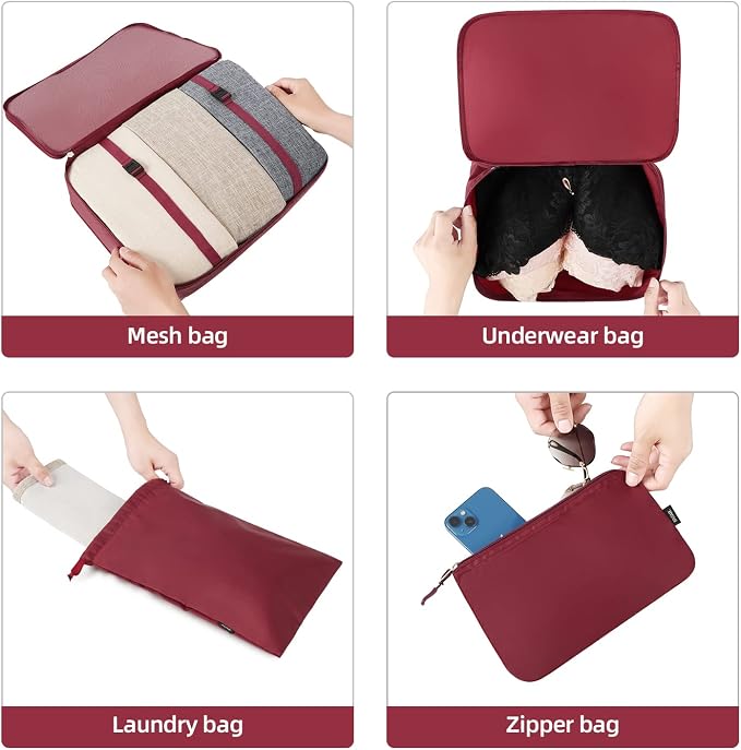 BAGAIL 6 Set/8 Set/10 Set Packing Cubes Various Sizes Packing Organizer for Travel Accessories Luggage Carry On Suitcase - Image 6