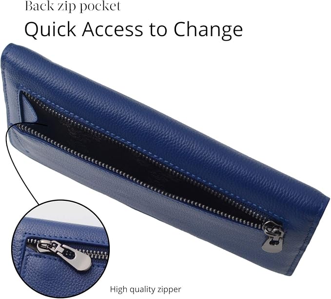Bveyzi Ultra Slim Thin Leather RFID Blocking Credit Card Holder Bifold Clutch Wallets for Women - Image 4