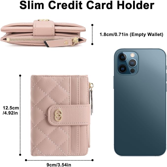 GAEKEAO Small Wallet for Women Slim Bifold Leather Credit Card Holder Wallets Zipper Pocket Coin Purse with ID Window - Image 5