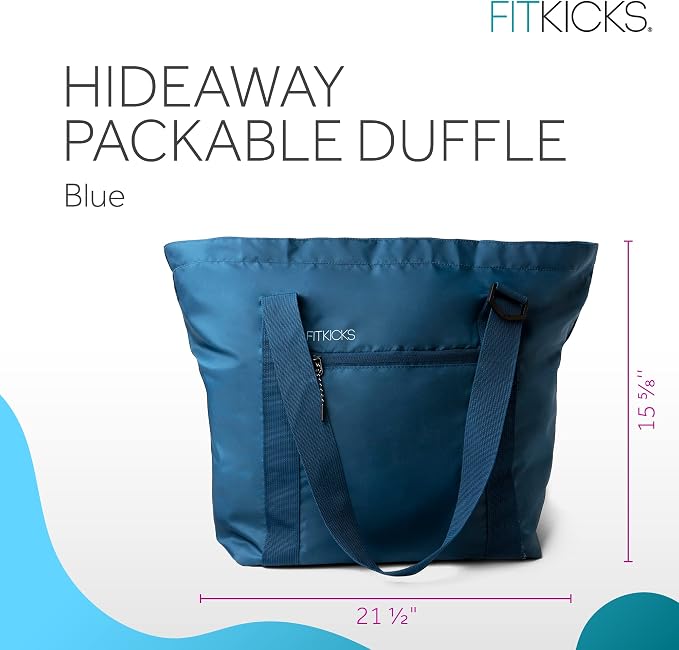 FITKICKS Hideaway Packable Duffle, Large Duffle Bag for Travel, Blue - Image 2