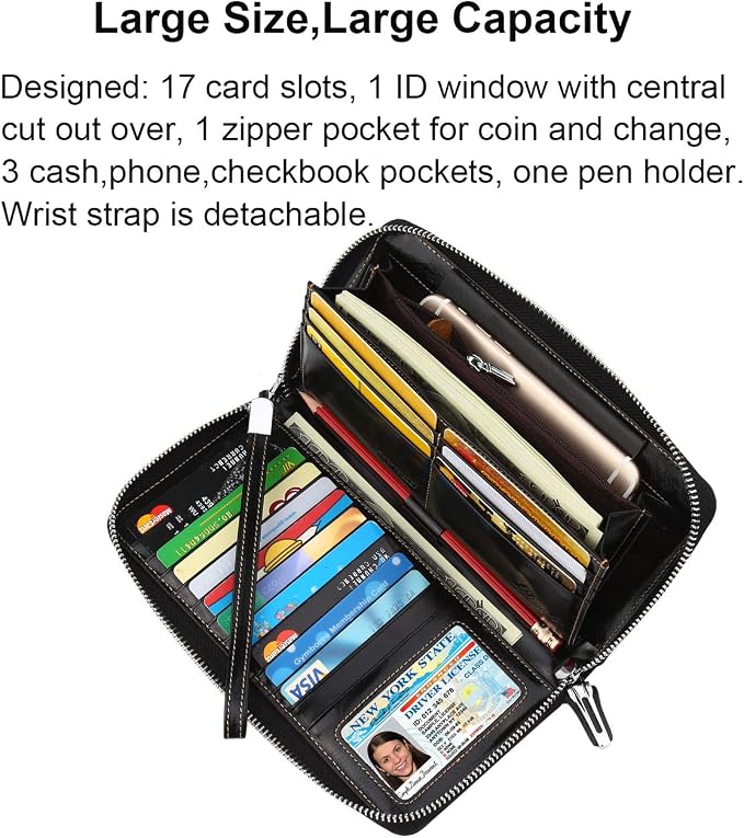 Small Compact Women Wallet RFID Blocking Genuine Leather Bifold Purse with ID Windows - Image 3