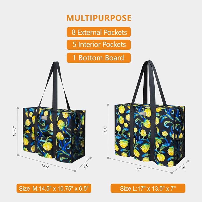 TOPDesign Utility Water Resistant Tote Bag with 13 Pockets, Top Zipper Closure & Thick Bottom Support, for Working Women - Image 2