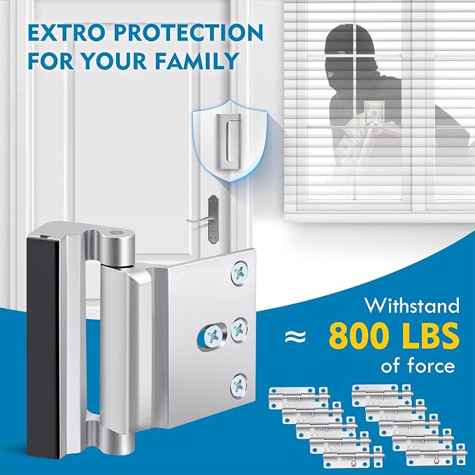 Door Reinforcement Lock, 3 Pack Front Door Child Proof Security Latch | Inward-swing fit, 800 lbs Force, Child Safety Use, Aluminum Body, Adult Quick Release, Screws Included, Home Safety & Privacy - Image 2