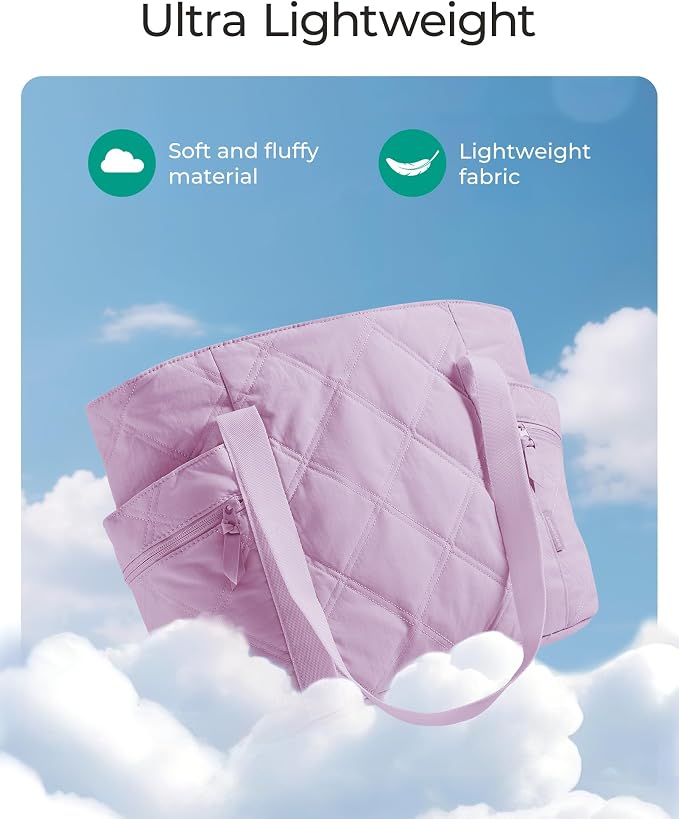 BAGSMART Crush Tote Bag for Women, 20L Puffer Work Tote with Zipper | Quilted Nurse Hospital Bag For Travel College Gym - Image 6