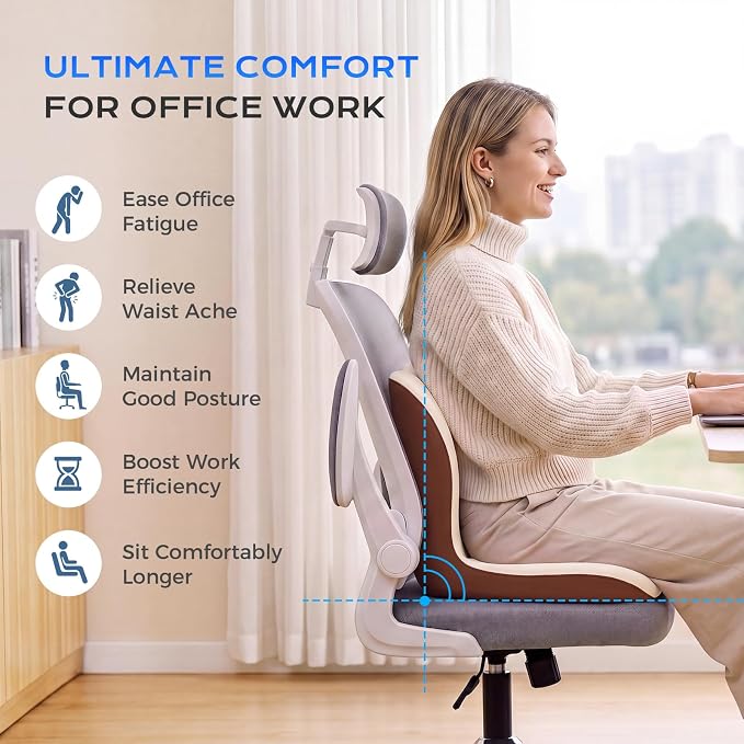 Coverado Car Seat Cushion and Lumbar Support Pillow One Piece, Memory Foam Ergonomic Back Support Driving Seat Cushion for Back Pain, Non-Slip Washable Cushion for Car, Driver, Office - Image 4