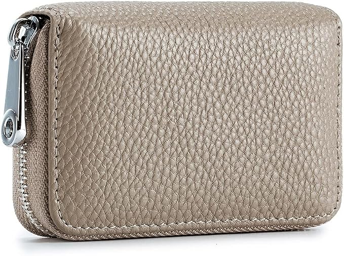 RFID Credit Card Holder Genuine Leather Credit Card Wallet with Zipper | RFID by EASTNIGHTS