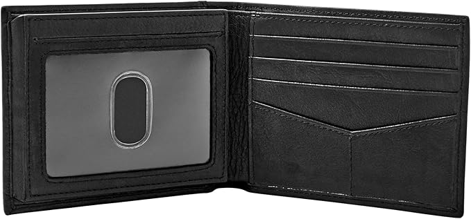 Fossil Men's Wallet, Ingram Leather RFID-Blocking Bifold Wallet with Flip ID, Black - Image 2