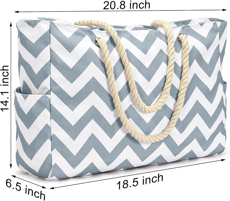 Becokan Beach Bags for Women Large Waterproof Beach Tote Bag Zipper Beach Bags Waterproof Sandproof Swim Pool Bag Large Tote - Image 6