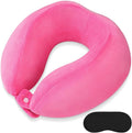 Neck Pillow Soft Memory Foam Travel Pillow Rose Red | Portable U Shaped, Headrest Neck Support, For Airplanes Sleeping, Office Trains Cars Camping Use by FEUFOAM