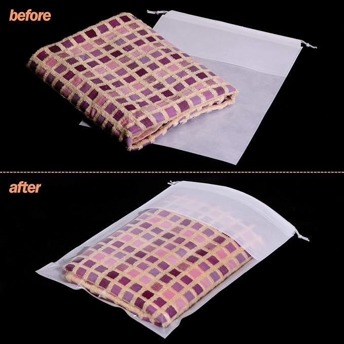 8 Pack Portable Shoe Bags for Travel Large Shoes Pouch Storage Organizer Clear Window with Drawstring for Men and Women White - Image 6