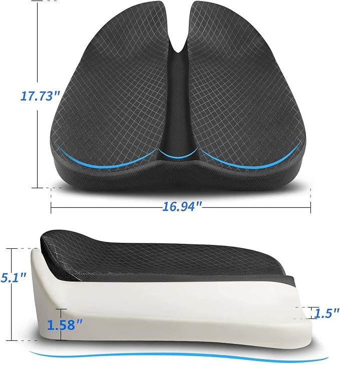 Car Seat Cushion for Car and Truck Driver Seat Office Chair Wheelchairs Coccyx Support Sciatica, Lower Back Pain Relief Memory Foam Car Seat Pad - Image 5