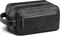 Travel Toiletry Bag for Men and Women, Travel Shaving Dopp Kit Water-resistant Bathroom Toiletries Organizer PU Leather Cosmetic Bags (Black) by Ezday