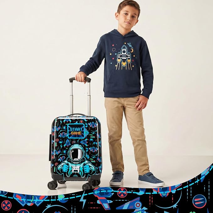 Kid's Luggage Set for Travel Toddler Suitcases with Wheels 2 Piece Boys Suitcase Set with Neck Pillow Hardshell 16" Carry on Hardside Luggage - Image 6